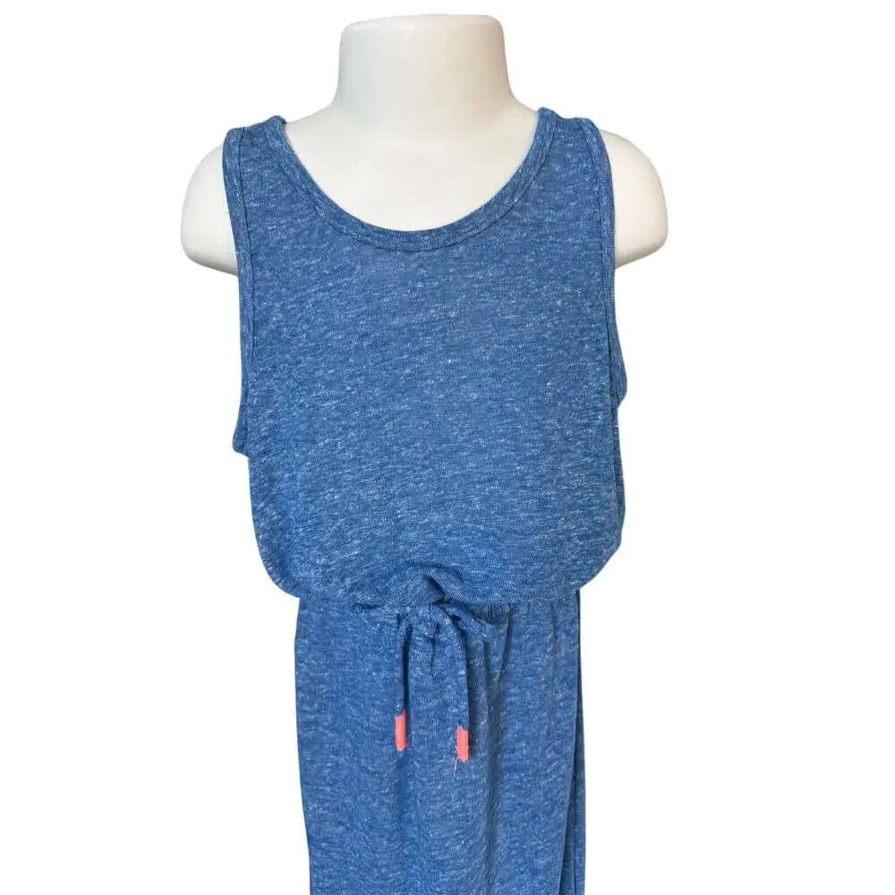 Girls S 6-7 Old Navy Sleeveless Blue Maxi Summer Dress Elastic Waist Tie